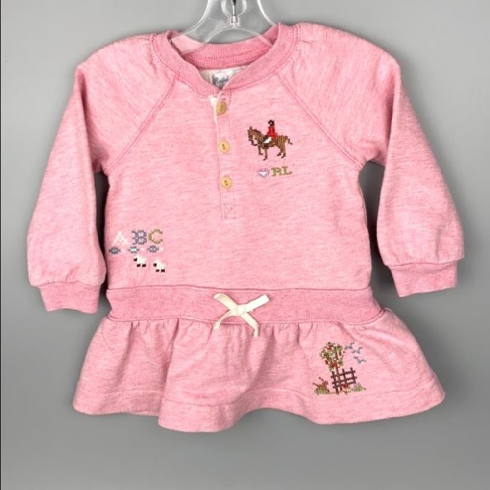 Ralph Lauren Baby Girl Embroidered Pink Dress/Top